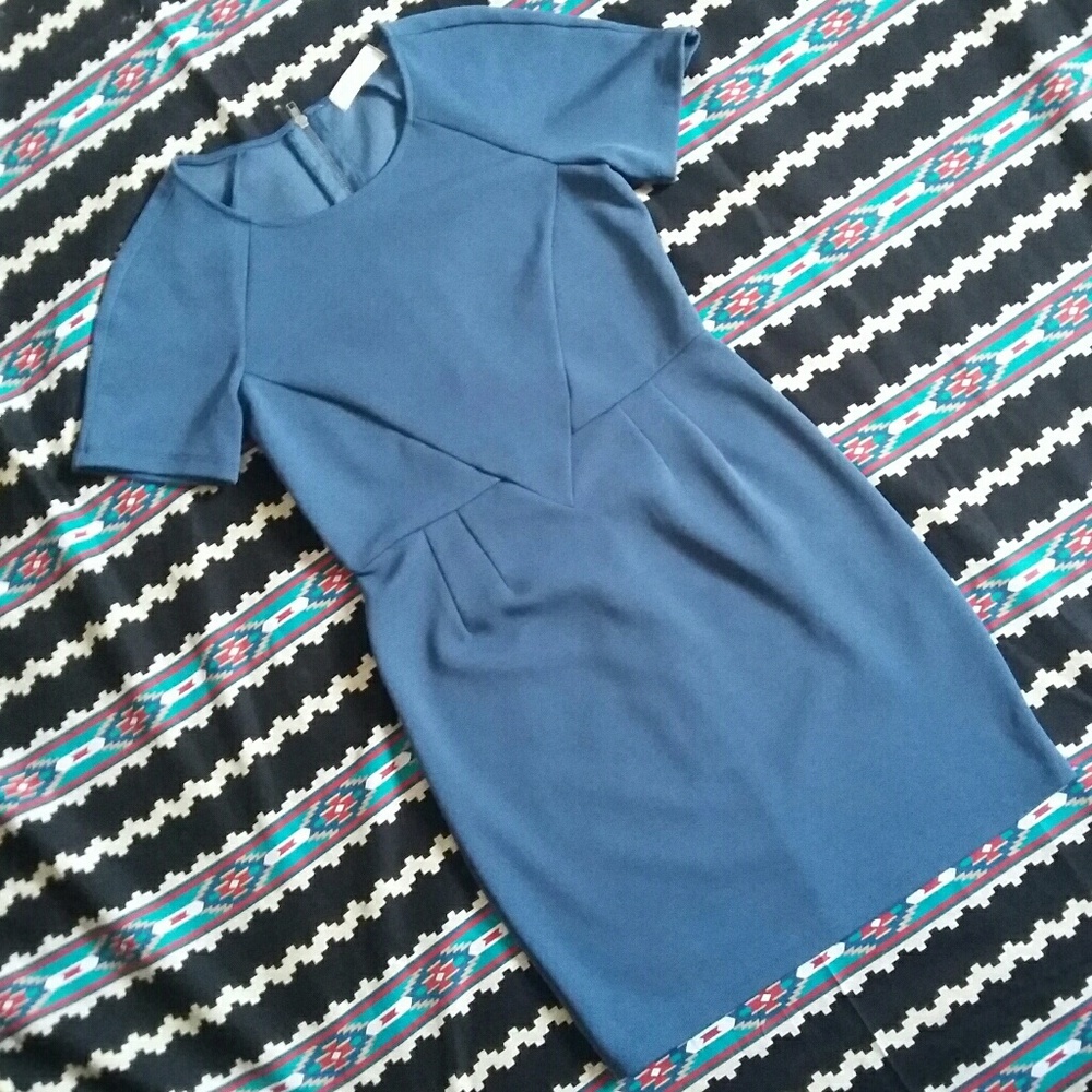 Blue Structured Mini Dress